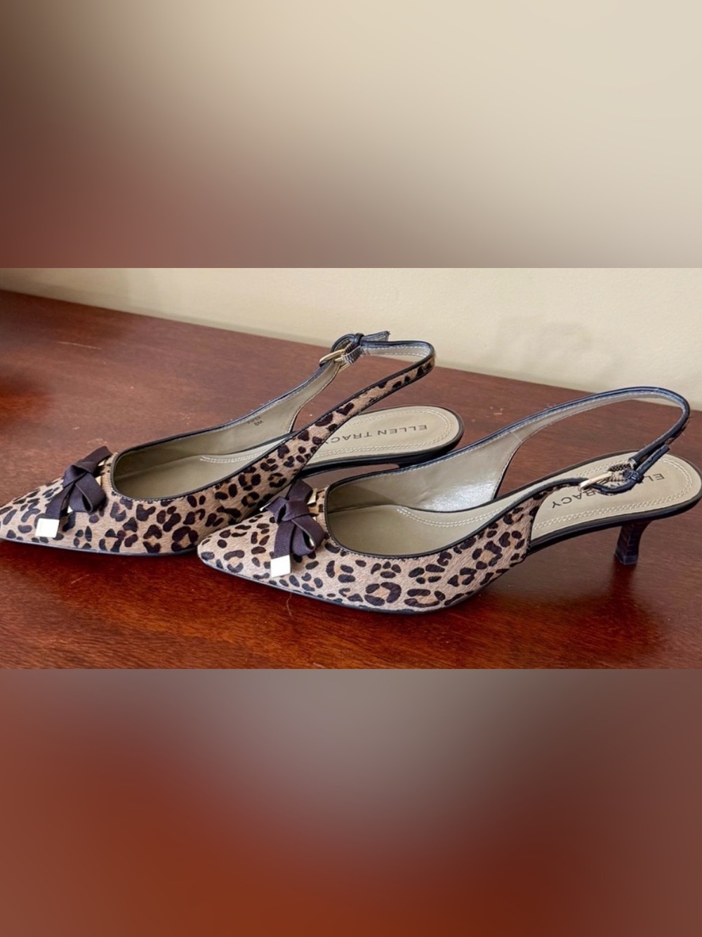 BRAND NEW: Ellen Tracy Leopard-Print Pointed Slingback Flats